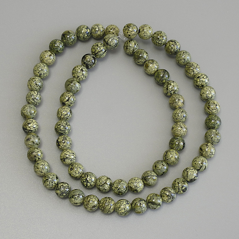 Serpentine Beads - Pressed Smooth Ball 6mm, 40 cm long (approx.) on a beading line