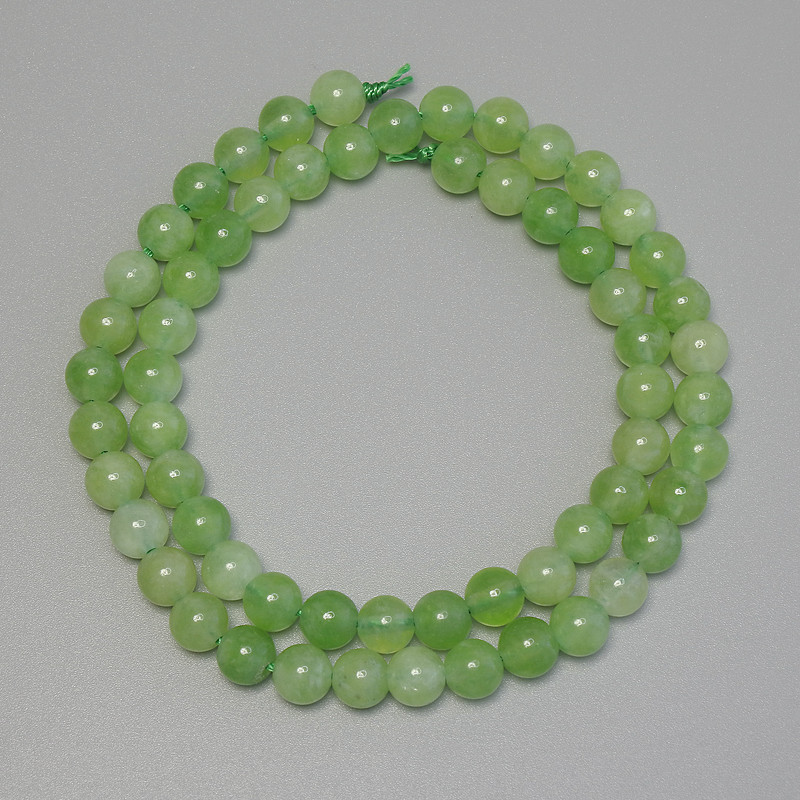 Chrysolite Olivine Smooth Bead, 6mm diameter ± on thread, length 37cm+