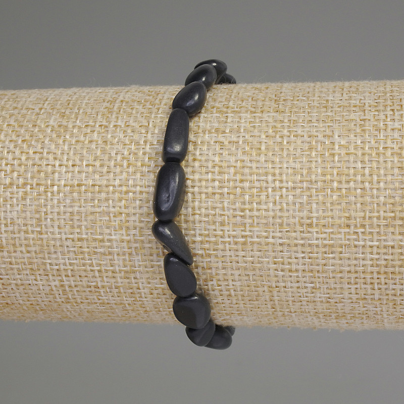 Shungite Bracelet with Faceted Beads, Bead Diameter 8-12x7 mm, Length 18 cm ±, Stretch