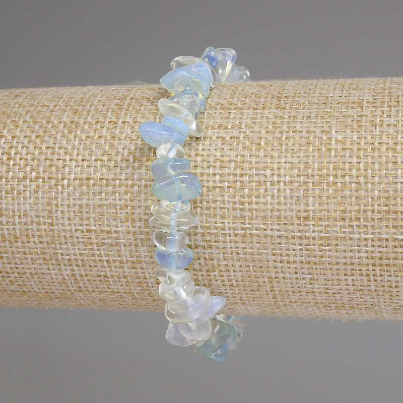 Moonstone chip bracelet, diameter 6–10×2–5 mm, length 18 cm, stretch