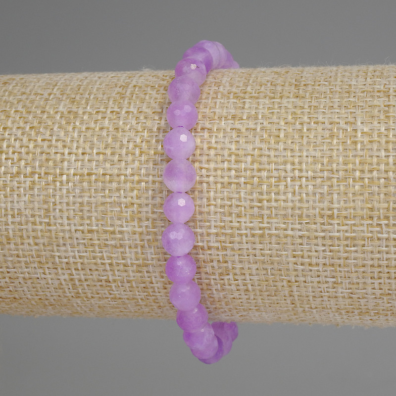 Lavender Amethyst Bracelet with Faceted Beads, 6mm Diameter, 18cm Stretch