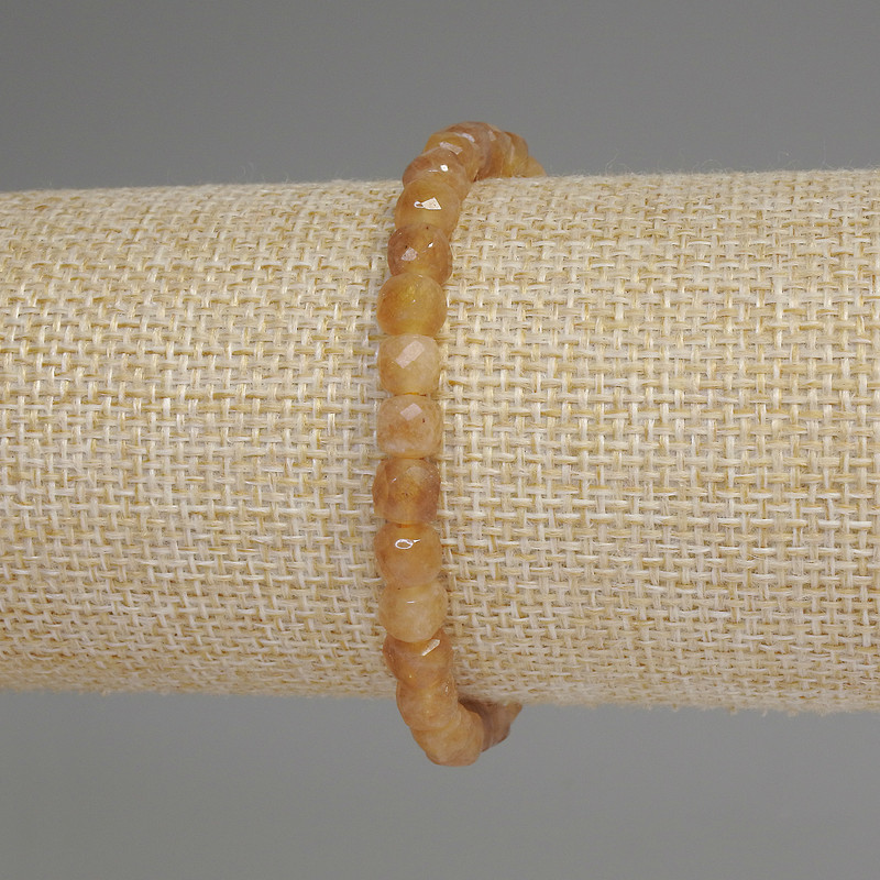 Citrine Faceted Cube Bracelet, approx. 5.5 mm diameter, 18 cm length, stretch