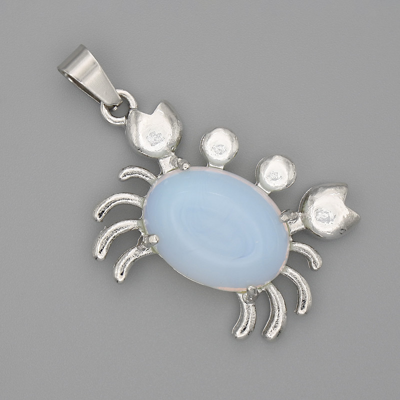 Crab Pendant Moonstone 40x22 mm ± Silvery Metal