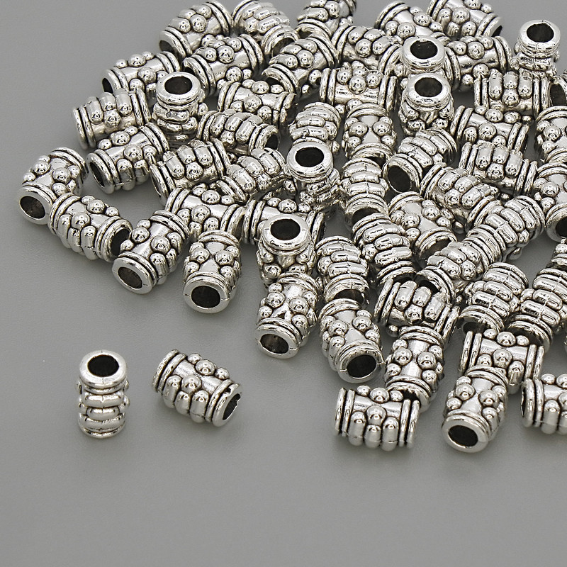 Bead-insert findings, silver metal color, diameter 6.5×5 mm, hole diameter 2.5 mm, packaging 20 g (~59 pcs)