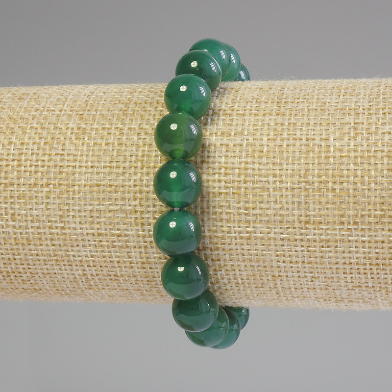 Chrysoprase Bracelet with Smooth Beads, 10mm Diameter, 18 cm Length, Stretch