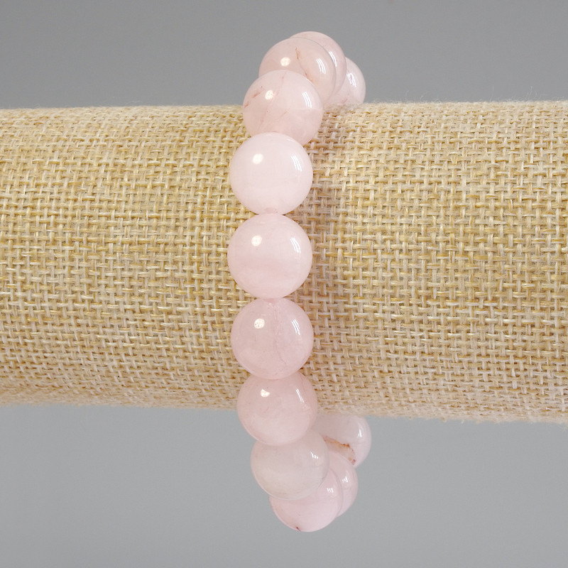 Sale! Pink Quartz Bead Bracelet, 12mm Diameter Beads, 18 cm Length, Stretch