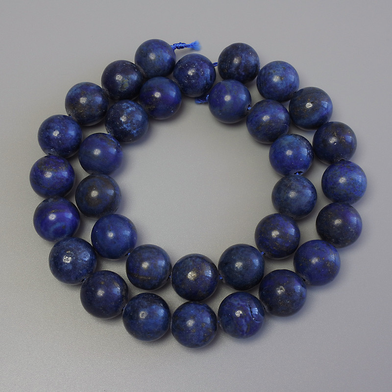 Lapis Lazuli Beads, Smooth Round Balls, 12mm Diameter on Thread, 38cm Length
