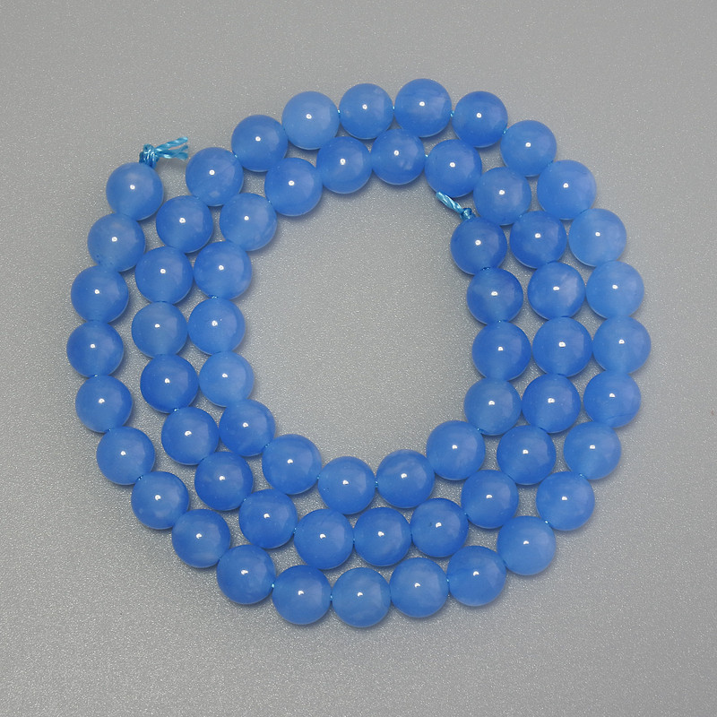 Aquamarine Beads - Smooth Round Bead, 6 mm Diameter ± on Thread, Length 38 cm+
