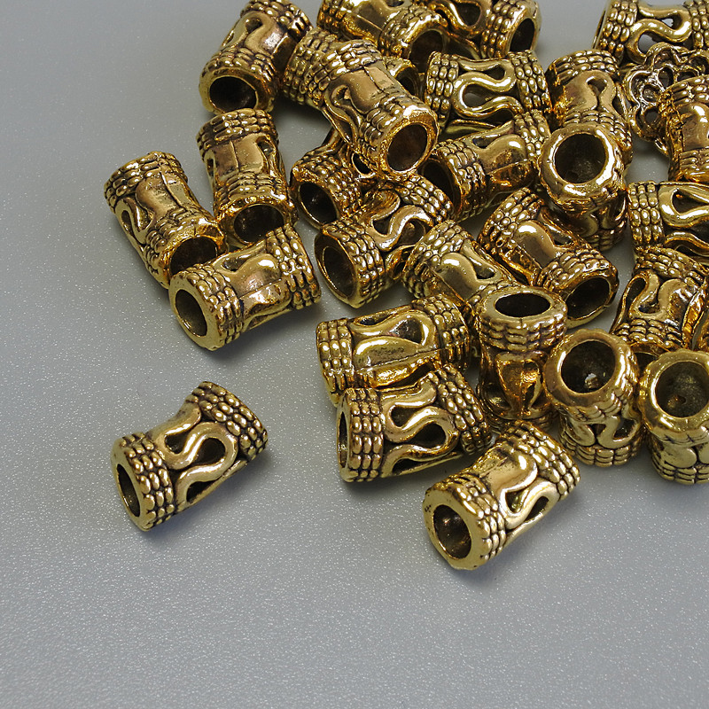 Gold-tone Bead Insert Findings, diameter 9×5 mm ± hole, diameter 3.5 mm ± packaging 20 g (approx. 29 pcs)