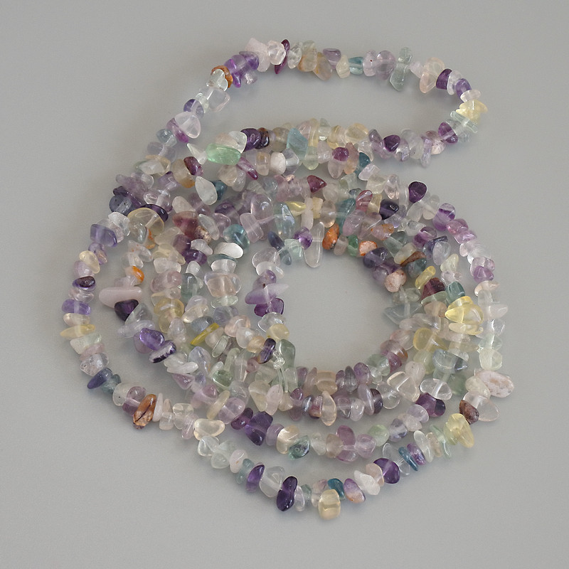Fluorite Chip Beads, 5x3 mm, on Thread, Length about 78 cm