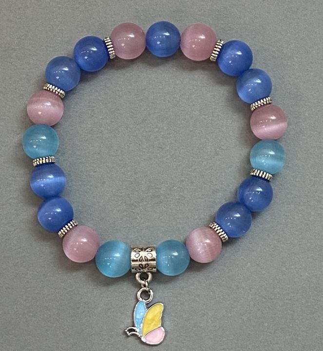 Cat's Eye Stone Bracelet with Metal Accents