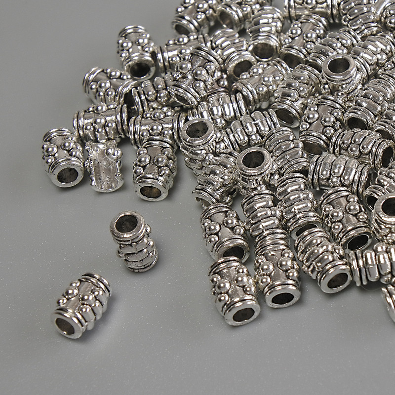 Bead finding – insert, metal color silver, diameter 6×4 mm, bore approx 1.8 mm, packaging 20 g (≈ 62 pcs)
