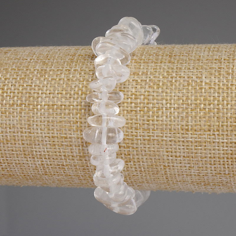 Rock Crystal Faceted Bead Bracelet, diameter 10-14 × 3-7 mm ±, length 18 cm ± stretch