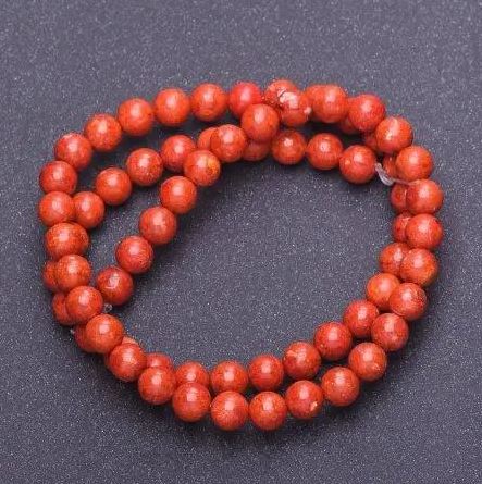Natural sponge coral beads, smooth ball, diameter 8(±)mm, 38 cm thread length