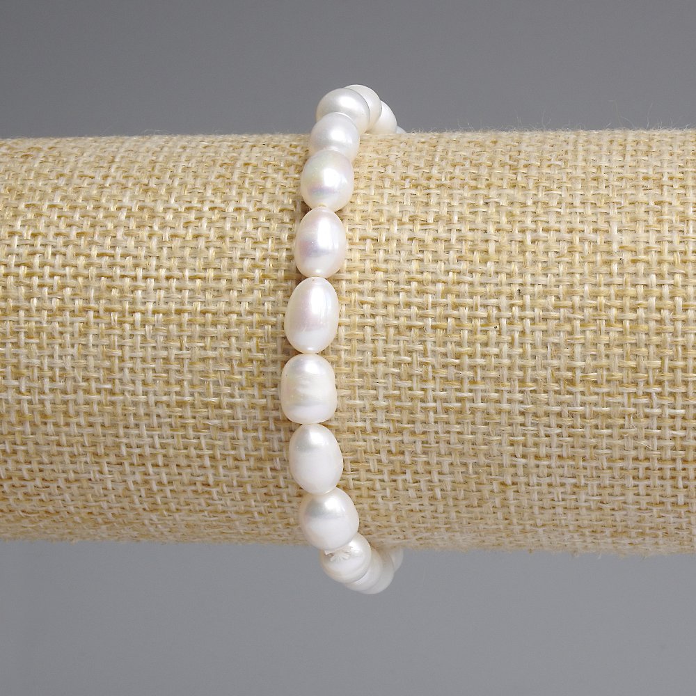 Bracelet Freshwater Pearls 7x5-5, 5mm +/-, length 18 cm +/- stretch