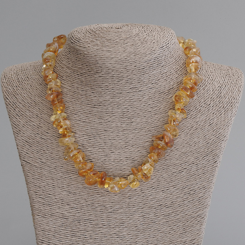 Citrine Faceted Necklace, bead diameter 9-15 x 5-8 mm, length 50 cm +/- with clasp