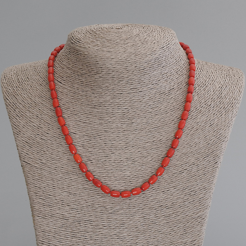Barrel Coral Bead Necklace 7x5mm, 50 cm length with clasp