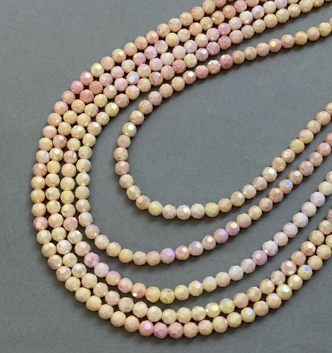 Beads Czech Crystal Multicolor with Gasoline Coating on Thread, Faceted Beads, 6mm Diameter + -, Length 38cm +