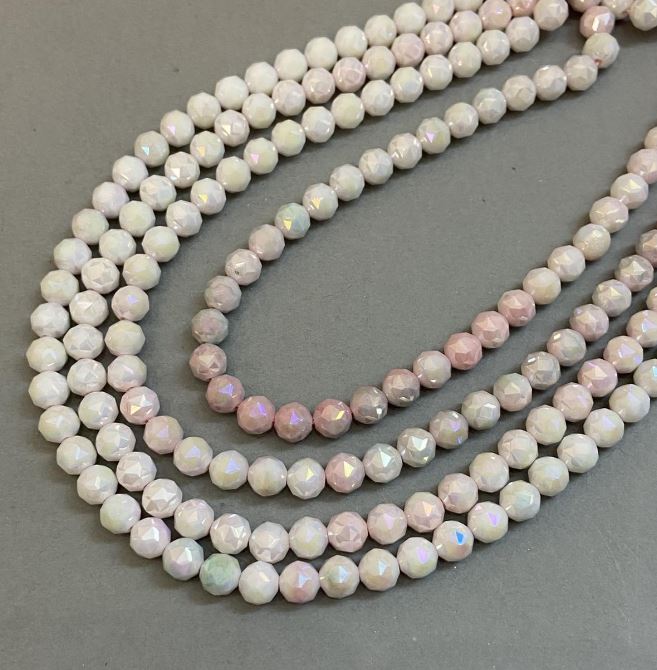 Multicolor Czech Crystal Beads on Thread, Faceted Round Beads, 8 mm Diameter, 39 cm Length