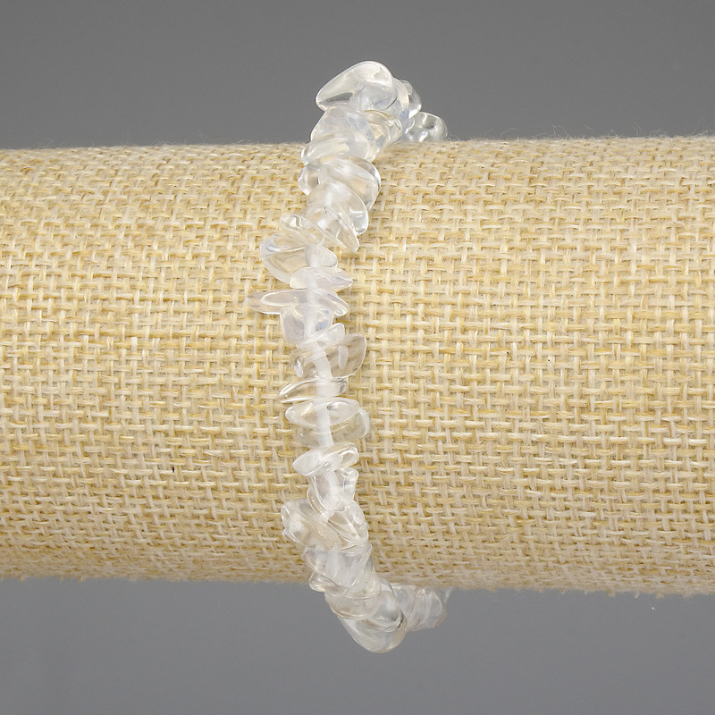 Moonstone and Rock Crystal Chip Bracelet 7–10×2–5 mm, length 18 cm, stretch