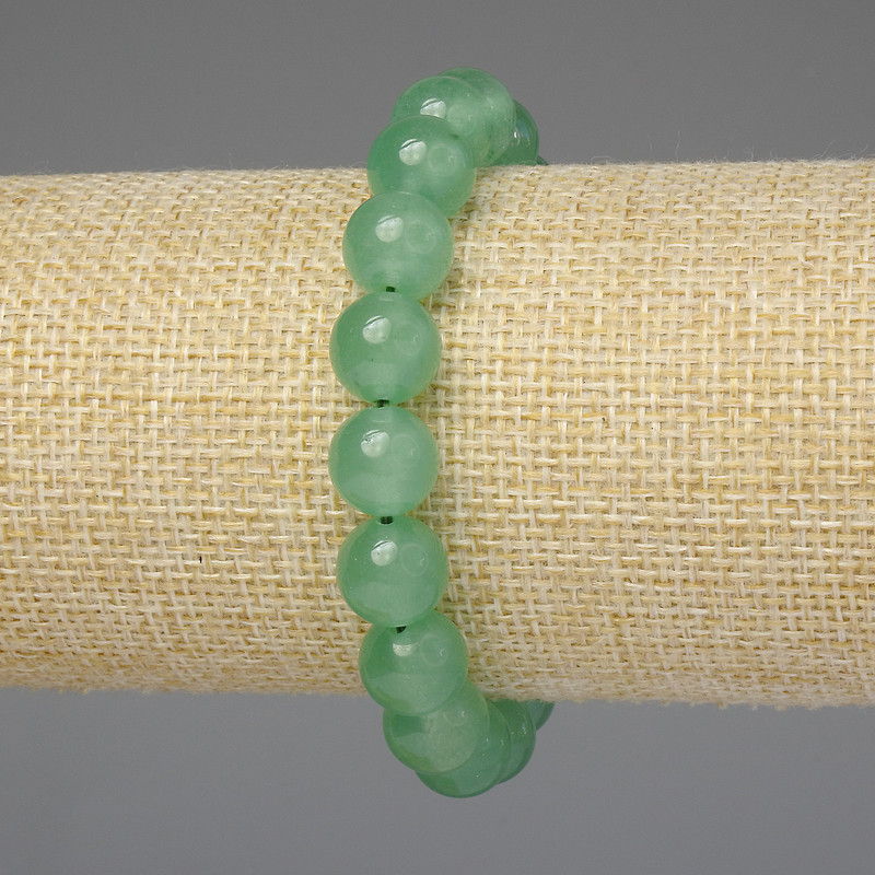 Jade Bracelet with Smooth Round Beads 10mm, 18 cm Length, Stretch