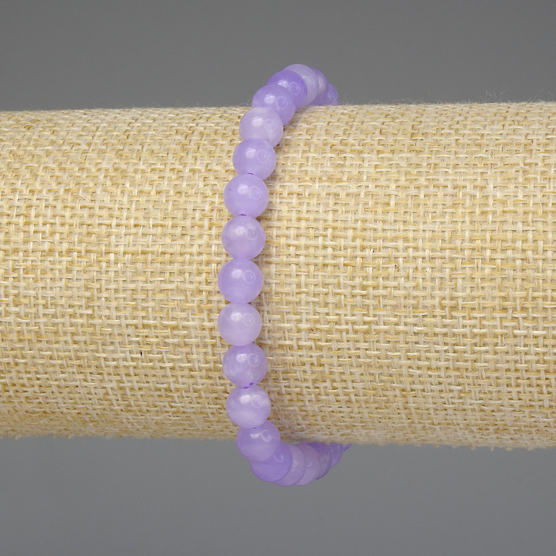 Lavender Amethyst Bracelet with Smooth 6mm Beads, 18 cm Elastic