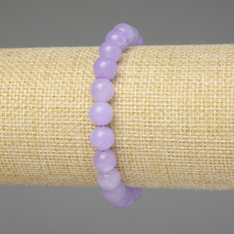 Lavender Amethyst Bracelet, Smooth Beads 8mm, 18 cm Stretch