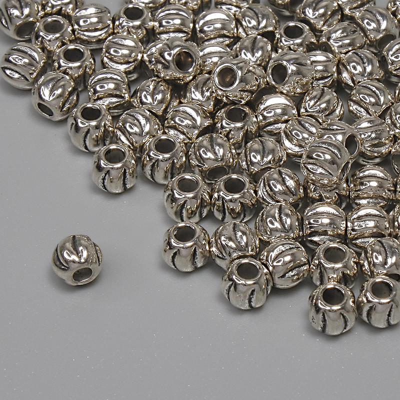 Bead Insert Findings, Silver-Colored, Diameter 3.5×4 mm, Hole Diameter 1.6 mm, Packaging 67 pcs