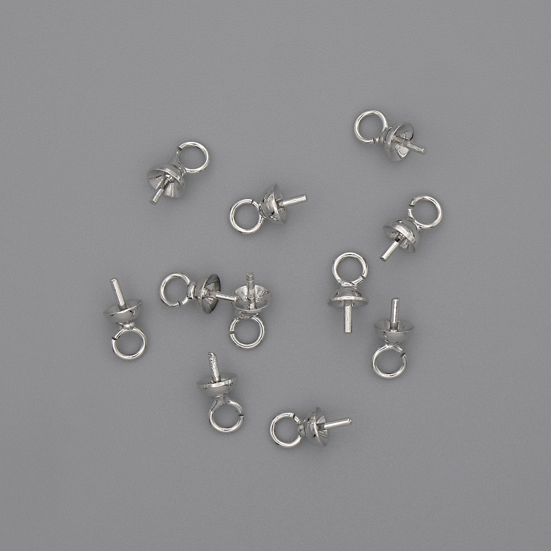 Headpin with Cap, Silver-Tone, 4×7.5 mm, 1 pc