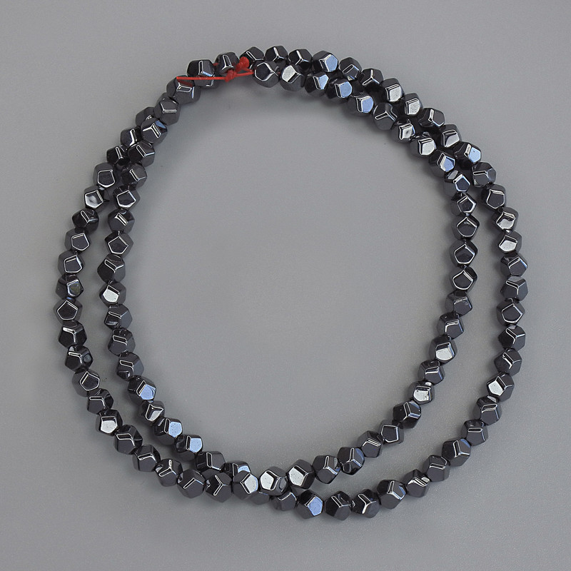 Hematite Beads, Faceted, 4x4 mm, on a fishing line, length 40 cm+