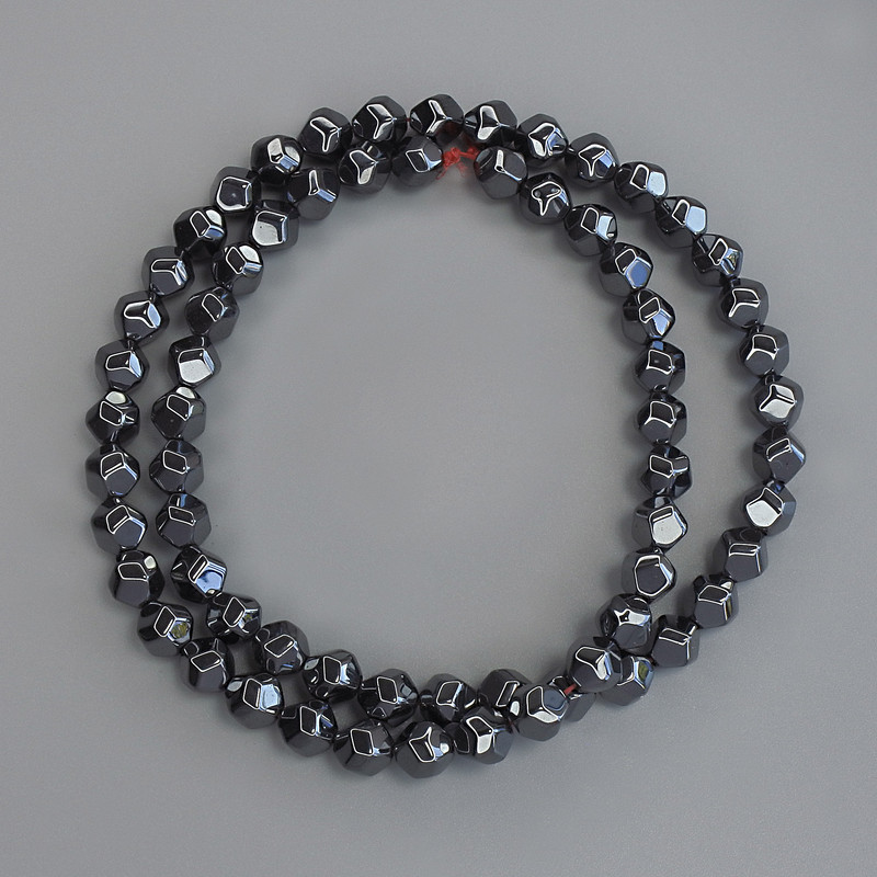 Hematite Beads, Faceted, 6x6 mm ± on thread, length 40 cm+
