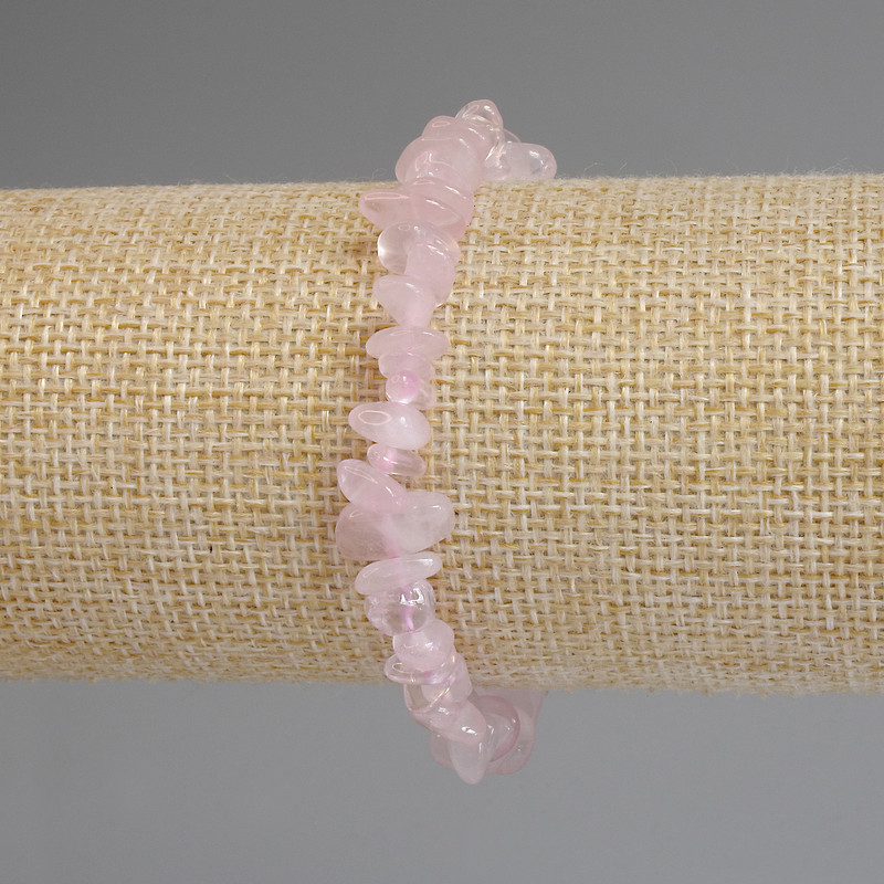 Pink Quartz Chip Bead Bracelet 5-12x2-5mm, 18cm length, stretch
