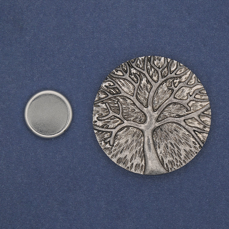 Magnetic Brooch Accent Tree 40mm± Silver-Toned Metal