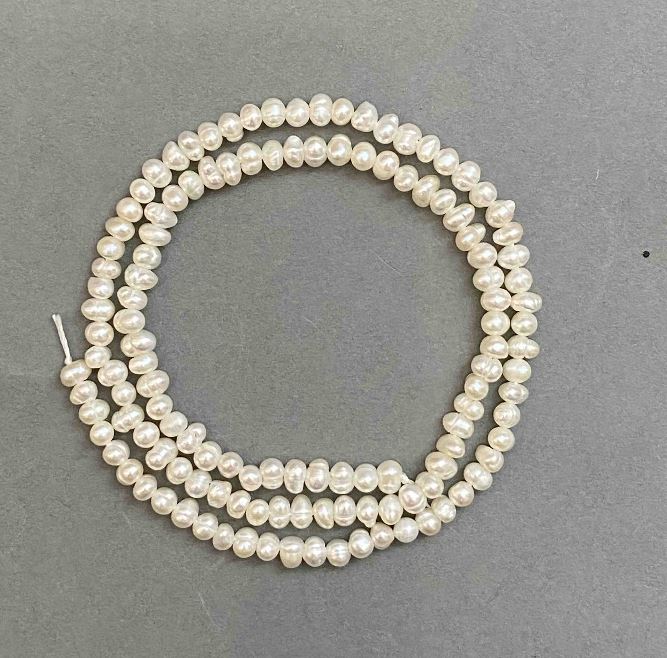 Natural freshwater pearl beads 3x4 mm, length 35 cm on a thread