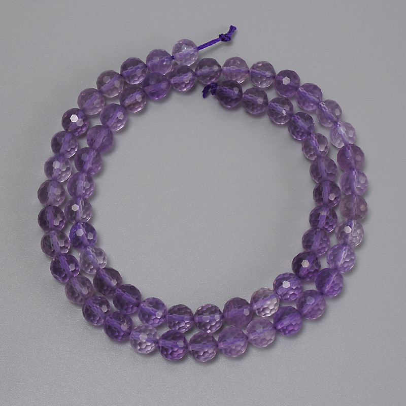 Faceted Amethyst Beads, Round Bead, 6 mm diameter, 39 cm length on thread