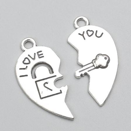 Pendant fittings, Half-heart, 30×15 mm, packaging 10 halves ± 20 g