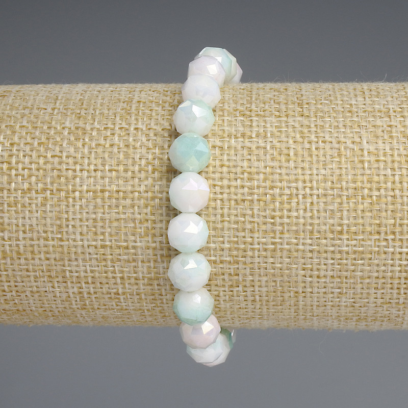 Bracelet Czech Crystal Multicolor Faceted Bead 8mm ±, length 18mm ±, stretch