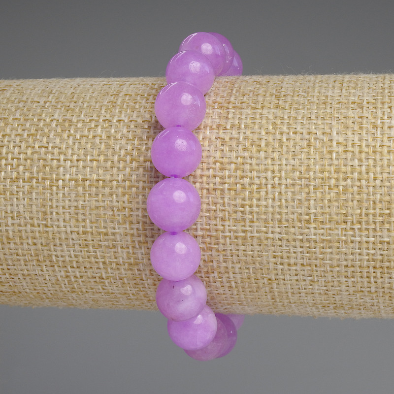 Bracelet Lavender Amethyst Smooth Beads, 10mm Diameter, 18cm Length, Stretch
