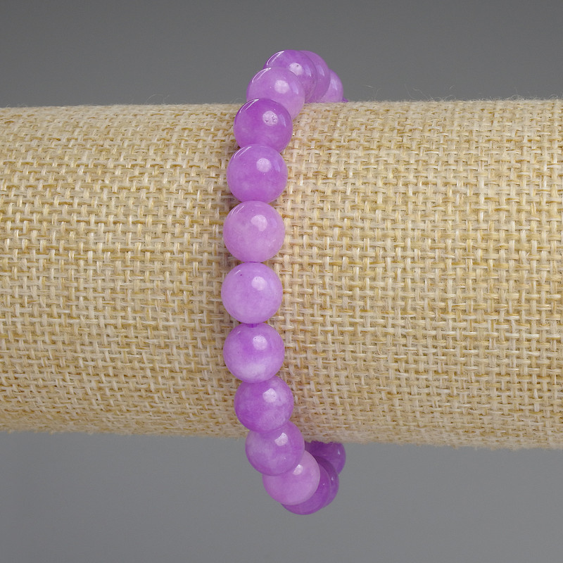 Bracelet with Lavender Amethyst Smooth Beads, 8.5 mm diameter, 18 cm length, stretch