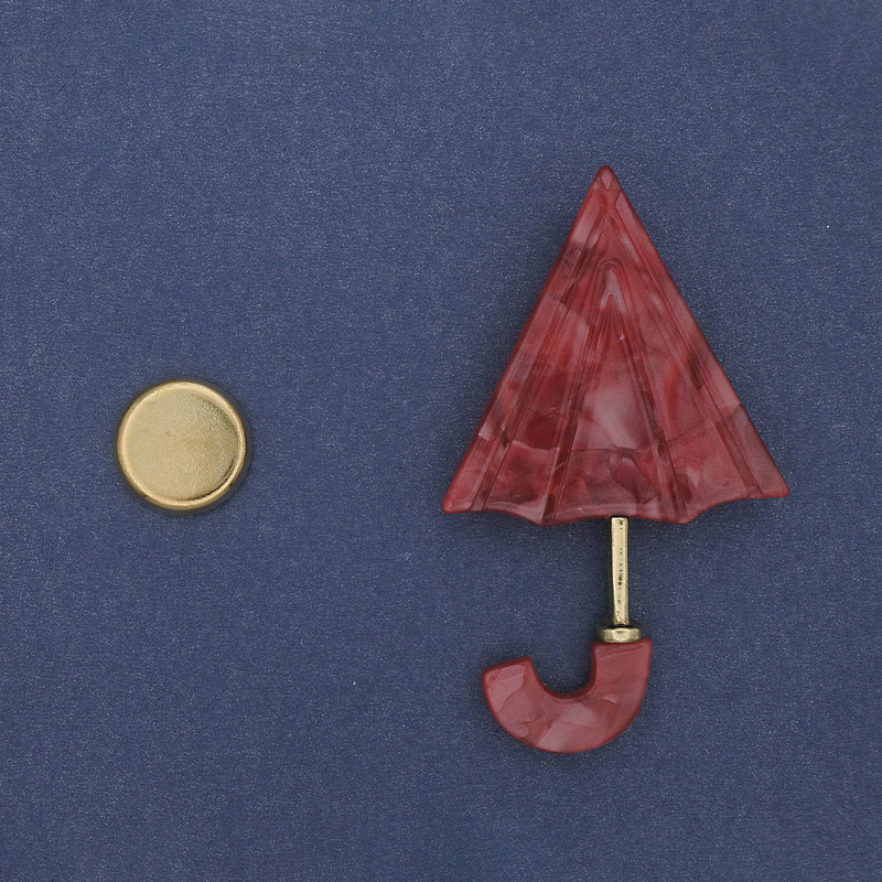 Magnetic Brooch Umbrella Acrylic 63x36 mm – Gold-Tone Metal