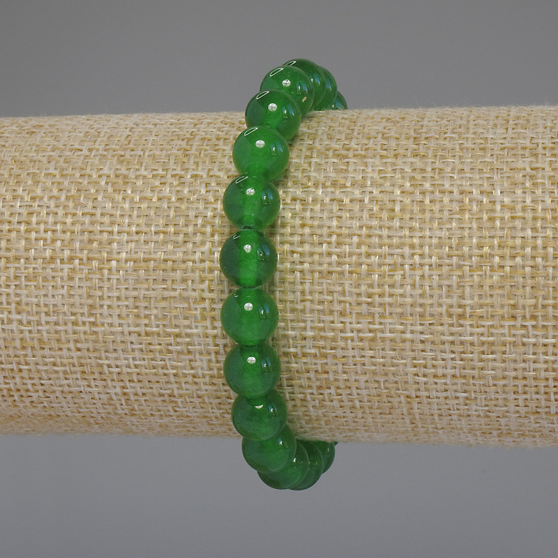 Chrysoprase bracelet with smooth beads, 8 mm diameter, 18 cm length, stretch