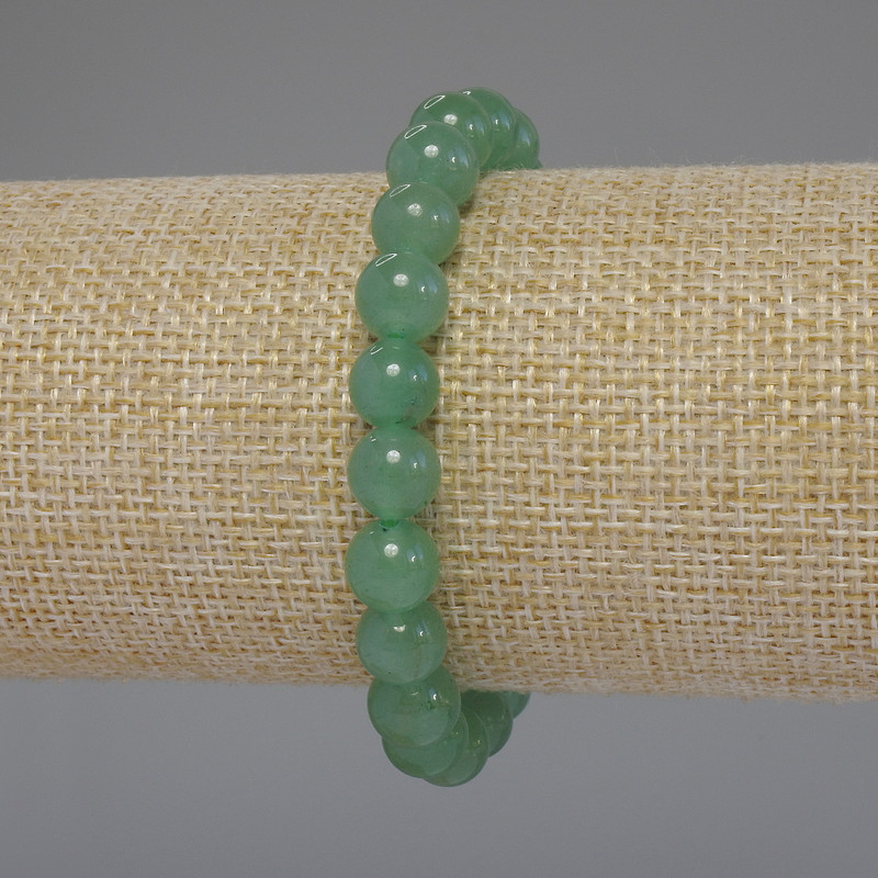 Jade Bracelet, Smooth Beads, 8mm Diameter, 18 cm Length, Stretch