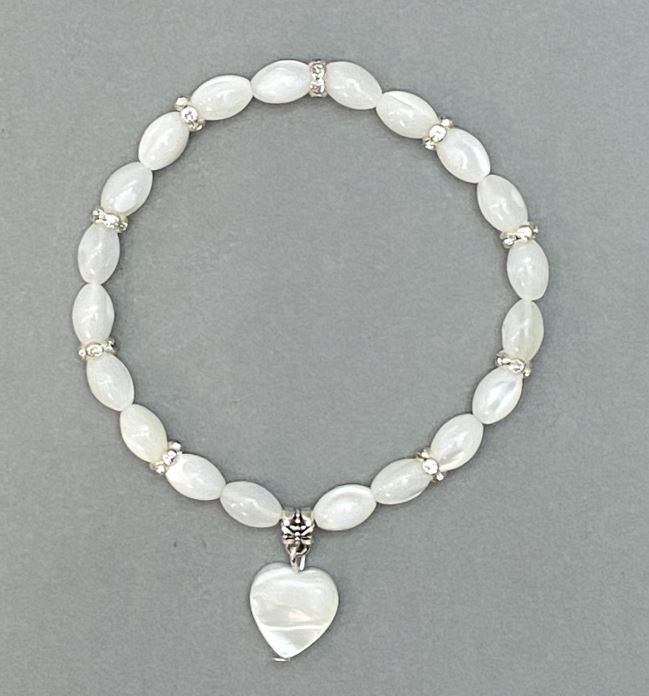 Bracelet with mother-of-pearl 'Grain', diameter 9×6 mm, length 18 cm, stretch bracelet
