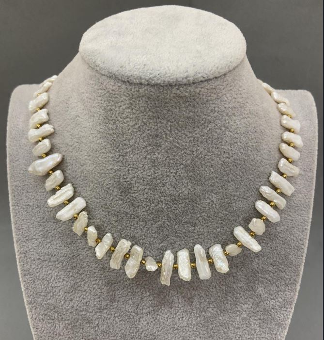 Choker - Baroque Pearl Necklace 13-17×5-8 mm, length 40 cm + 5 cm extender chain