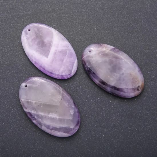 Natural Amethyst Pendant, Oval 30×50 mm with Natural Imperfections