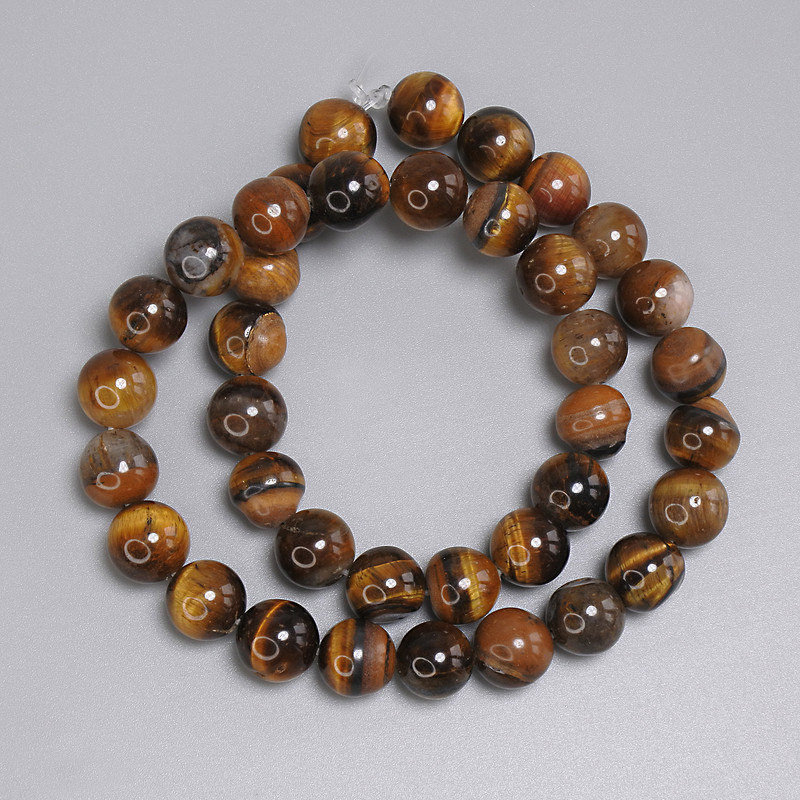 Clearance! Tiger's Eye Beads Smooth Round 10mm ±, Length 38cm ± on Thread