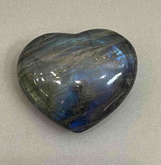Labradorite heart-shaped souvenir stone 65x55x28 mm, weight from 149 g