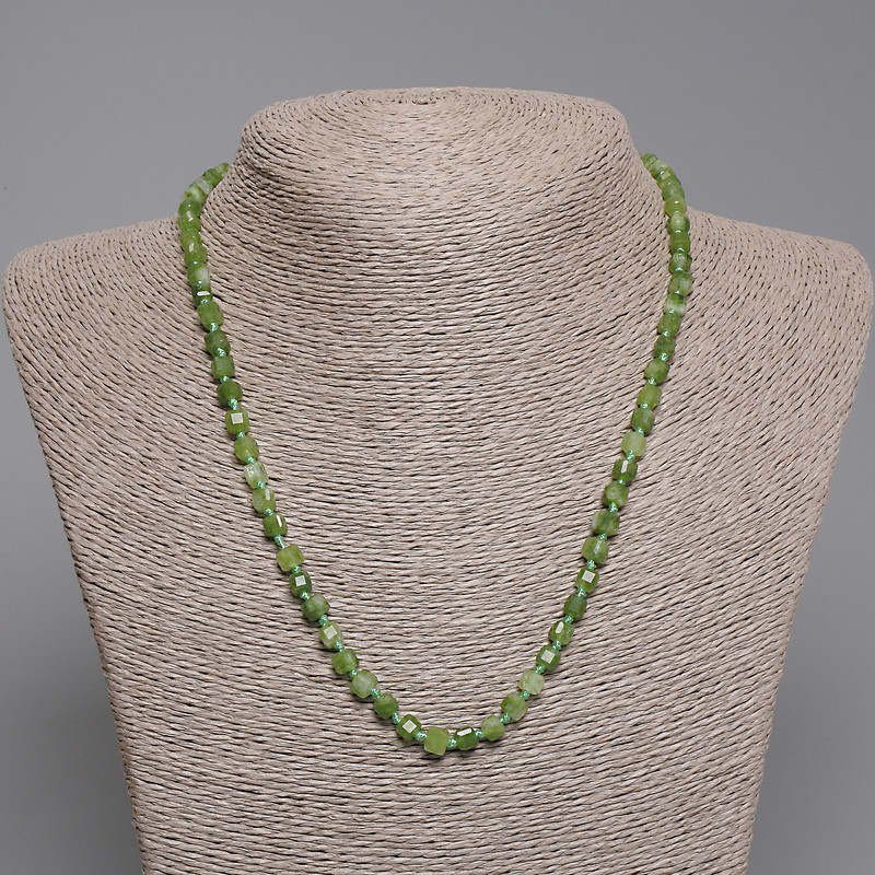 Jadeite Necklace with Faceted Cubes, 4–5 mm