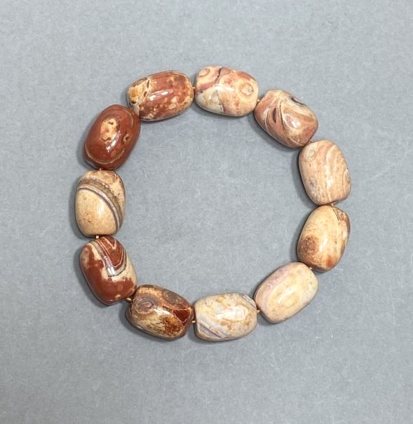 Bracelet Desert Jasper Barrel 17x13mm, 18 cm stretch