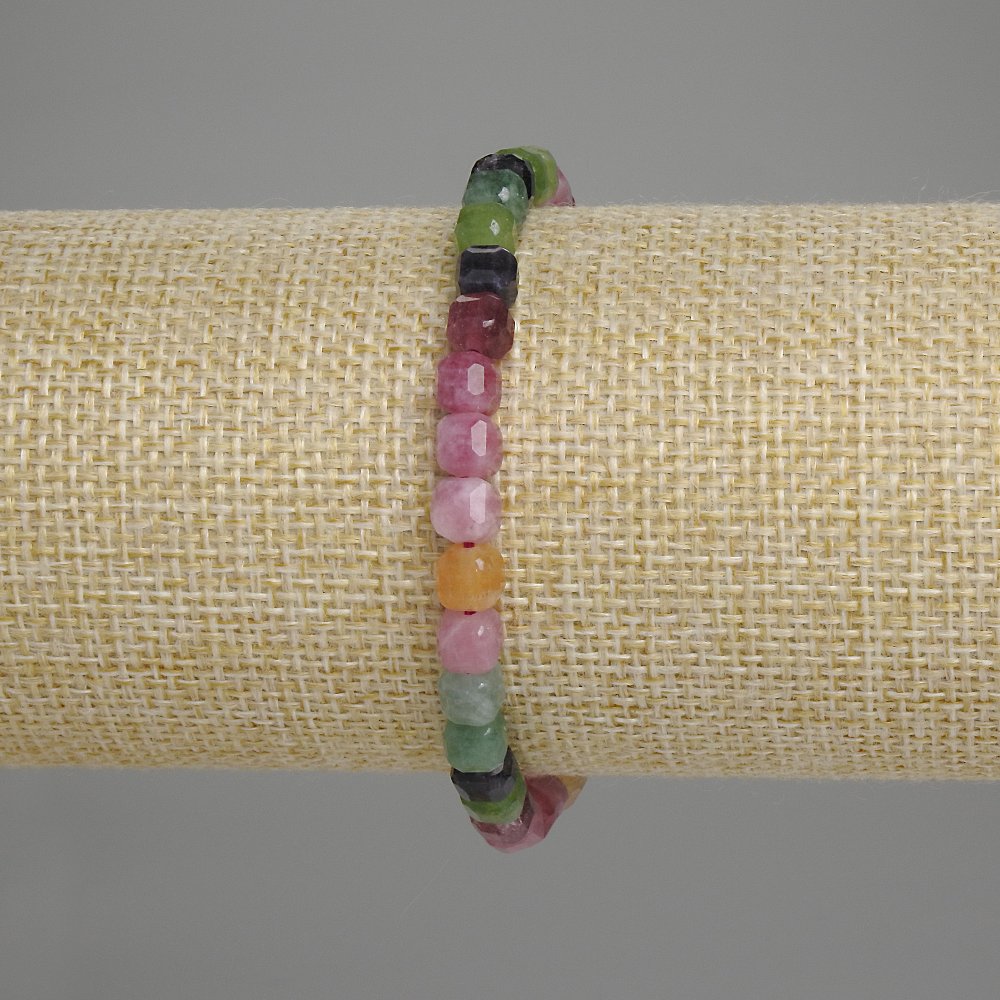 Tourmaline bracelet with faceted cube 5, 5x5, 5mm, length 18 cm